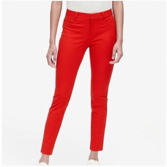 Banana Republic Skinny Bi-Stretch Sloan Ankle Dress Pants Red Orange Size 2L - Picture 1 of 8